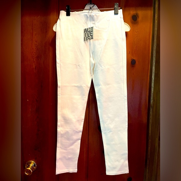 Active USA, cream color new stretch pants. Size small. - Picture 1 of 4